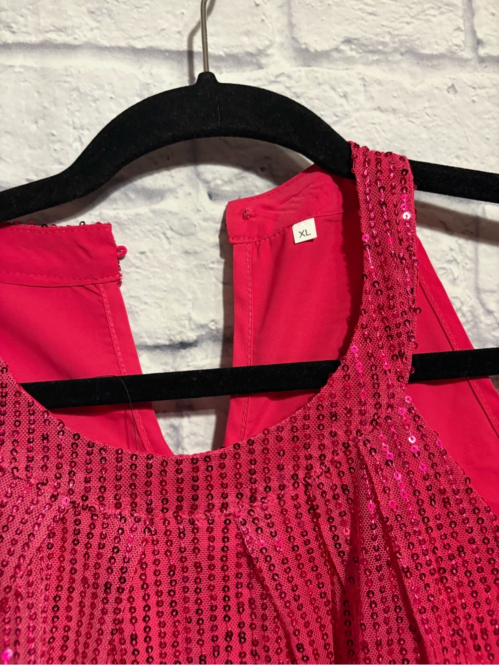 Fuchsia Sequin Halter Tank Top - Women XL - Picture 5 of 8